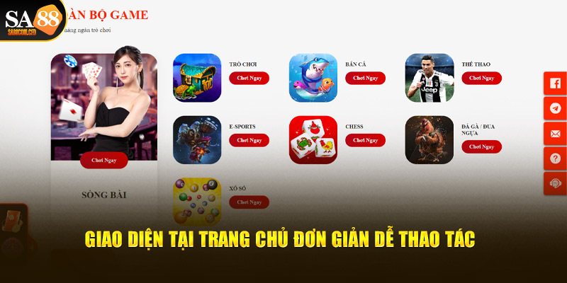 Giao diện tại trang chủ đơn giản dễ thao tác